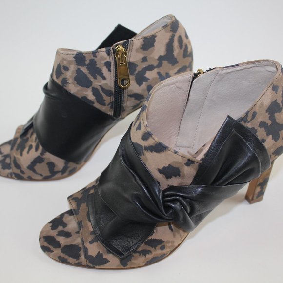 Louise et Cie Lo Idola Open Toe Bootie Heeled Boot Leopard Women Shoe 7 NEW FLAW - Picture 3 of 13